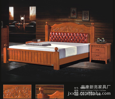 【新亮家具 3205#實(shí)木床 高檔橡木大床 臥室床具 批發(fā)】?jī)r(jià)格,廠家,圖片,床類,南康新亮家具廠-