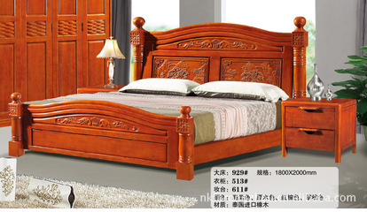 【廠家直銷 批發零售 時尚豪華實木精品橡木床 實木雙人床】價格,廠家,圖片,床類,南康順州家具廠-